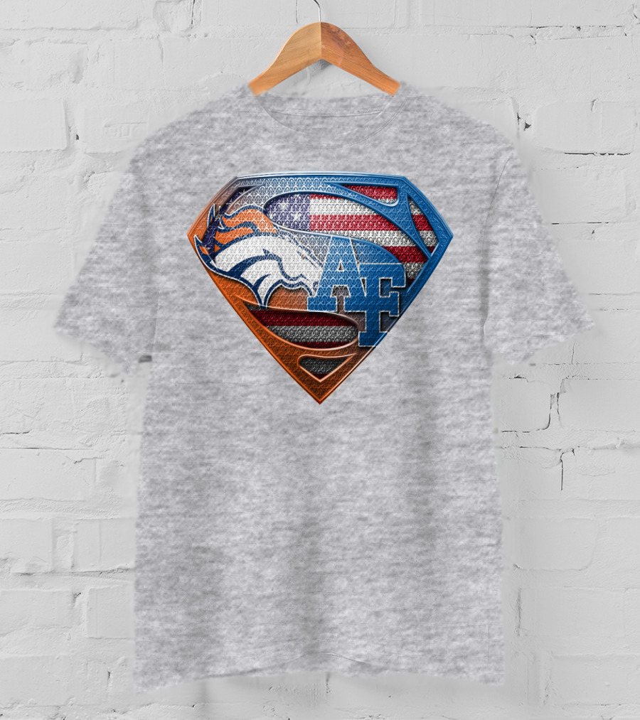 Air Force Falcons Denver Broncos American Flag Shield T-Shirt