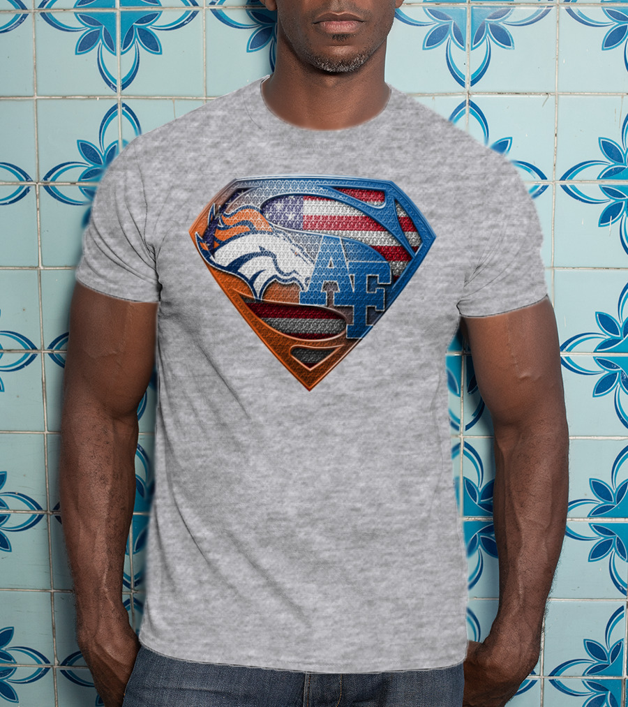 Air Force Falcons Denver Broncos American Flag Shield T-Shirt