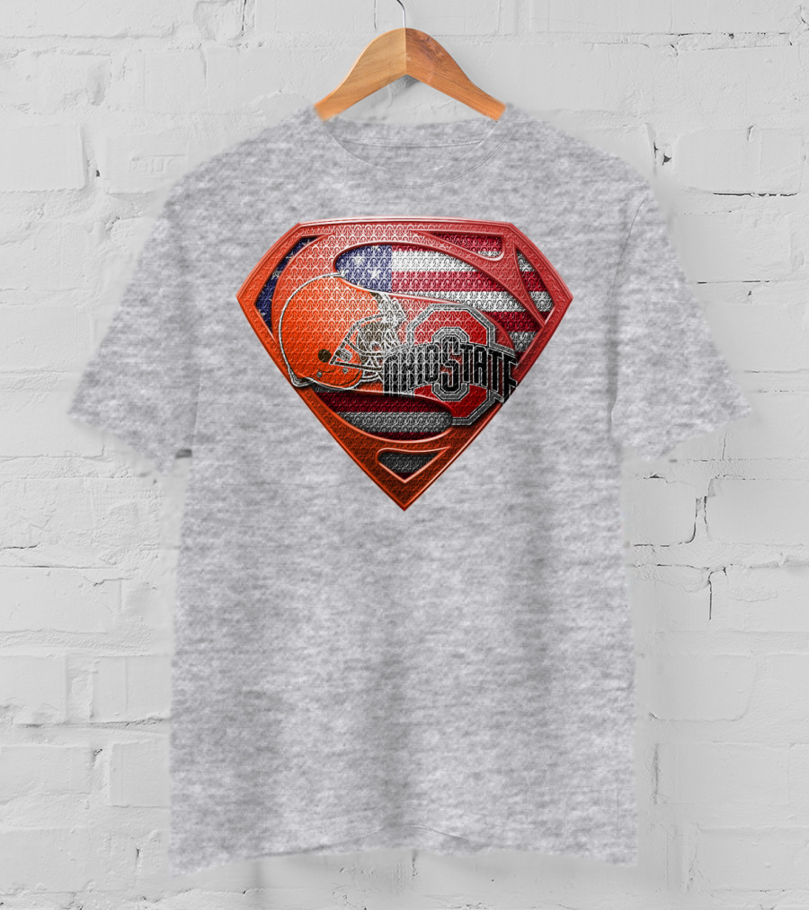 Ohio State Buckeyes American Flag Superman Logo Sps T-Shirt