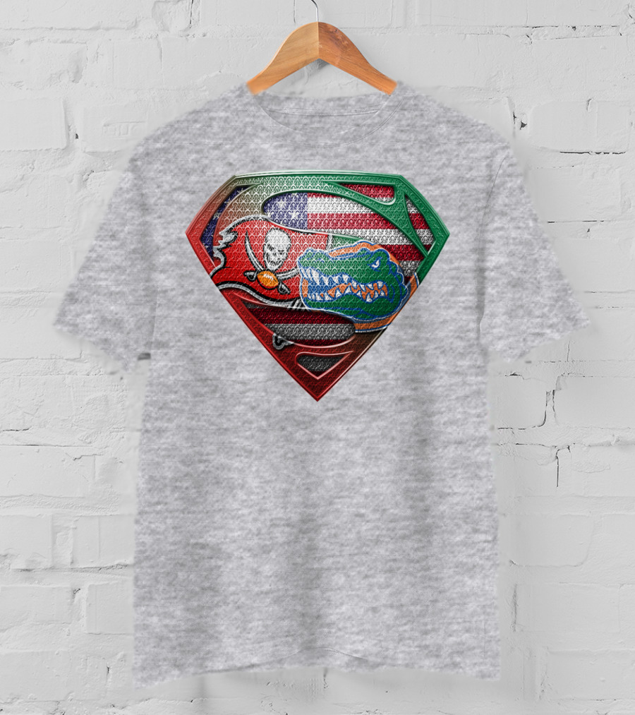 Superman Logo Tampa Bay Buccaneers Florida Gators American Flag T-Shirt