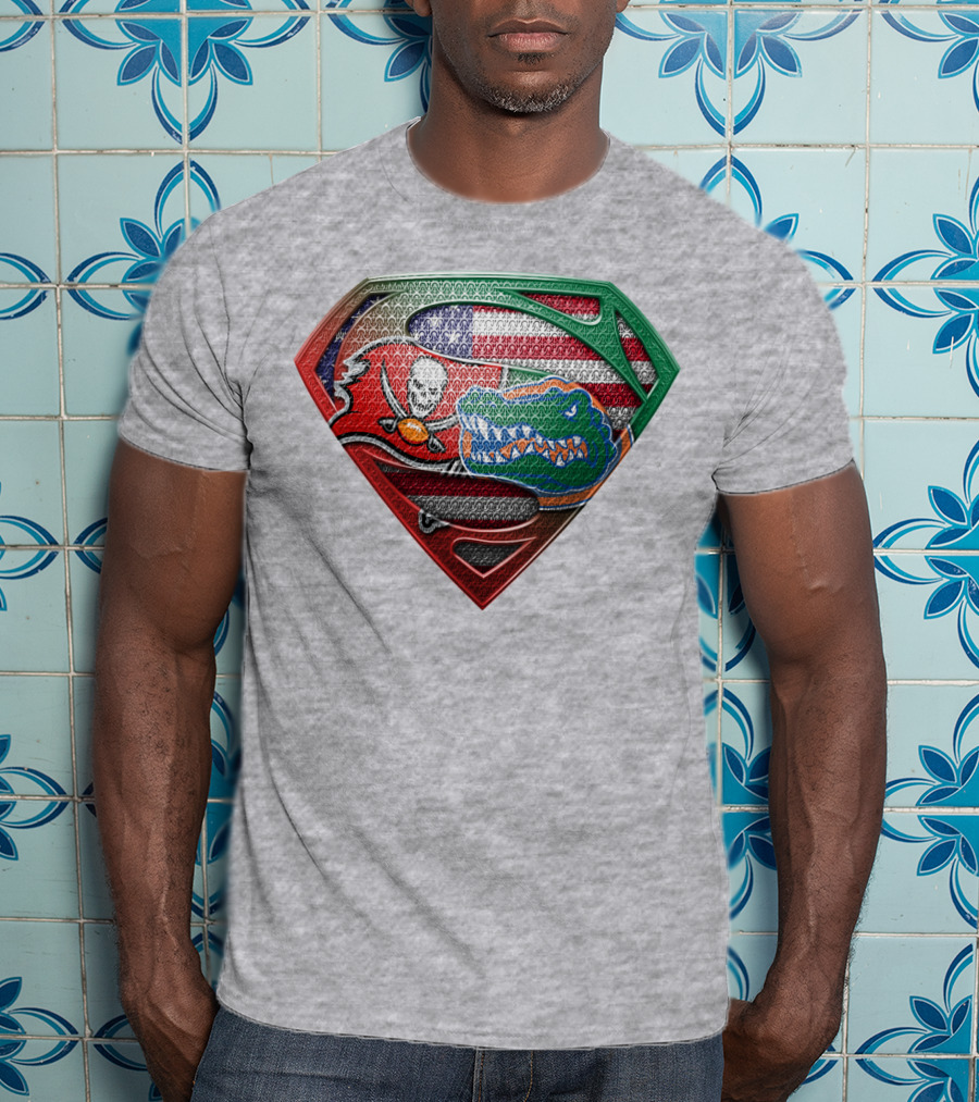 Superman Logo Tampa Bay Buccaneers Florida Gators American Flag T-Shirt