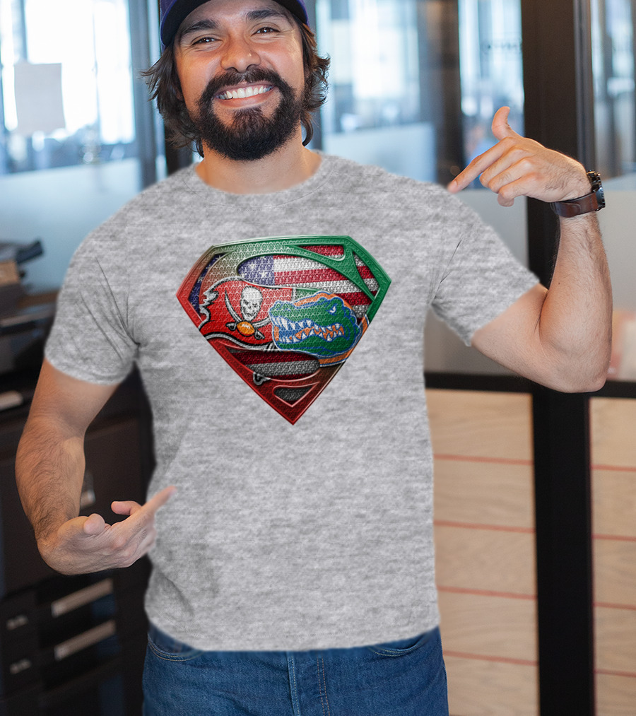 Superman Logo Tampa Bay Buccaneers Florida Gators American Flag T-Shirt