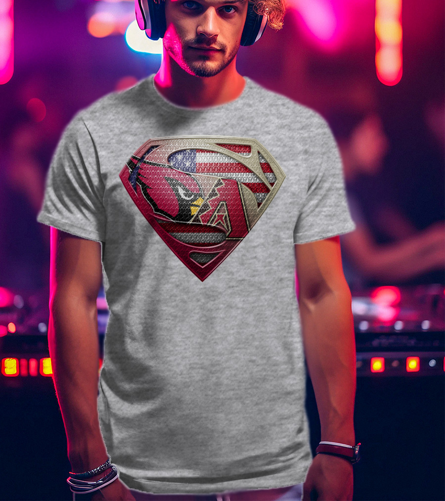 Superman American Flag Arizona Cardinals Logo Fusion T-Shirt