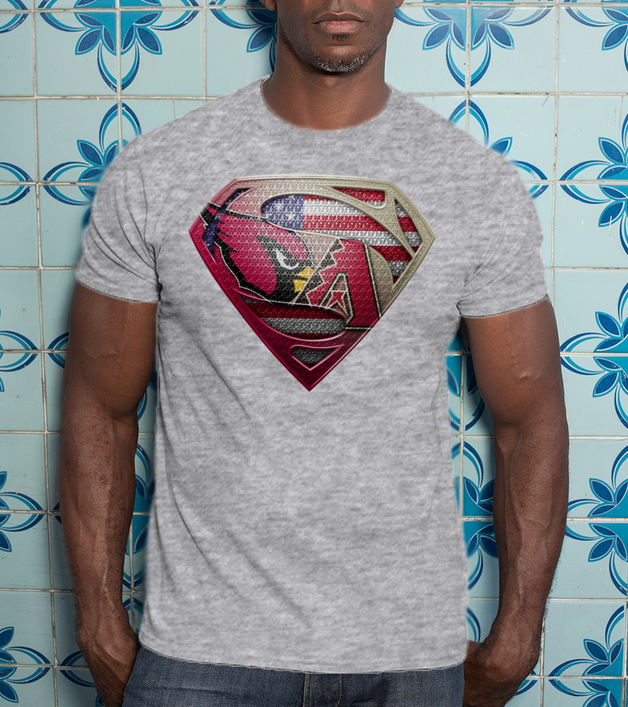 Superman American Flag Arizona Cardinals Logo Fusion T-Shirt