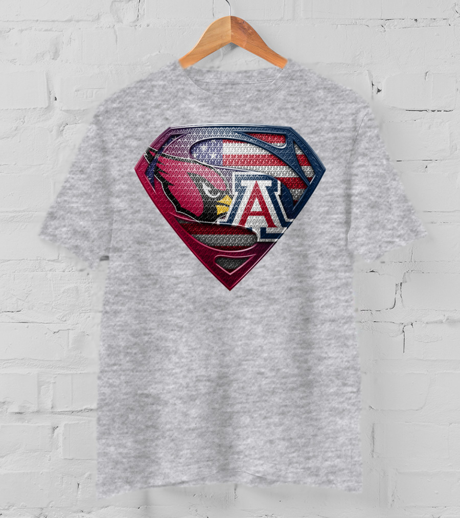 Arizona Cardinals Arizona Wildcats American Flag Shield T-Shirt
