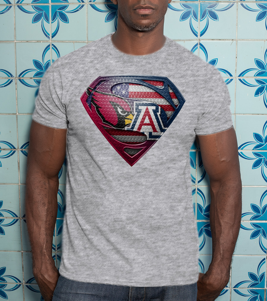 Arizona Cardinals Arizona Wildcats American Flag Shield T-Shirt