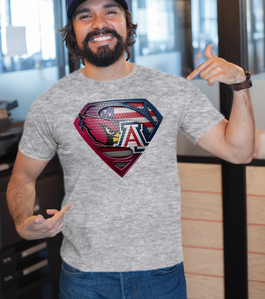 Arizona Cardinals Arizona Wildcats American Flag Shield T-Shirt