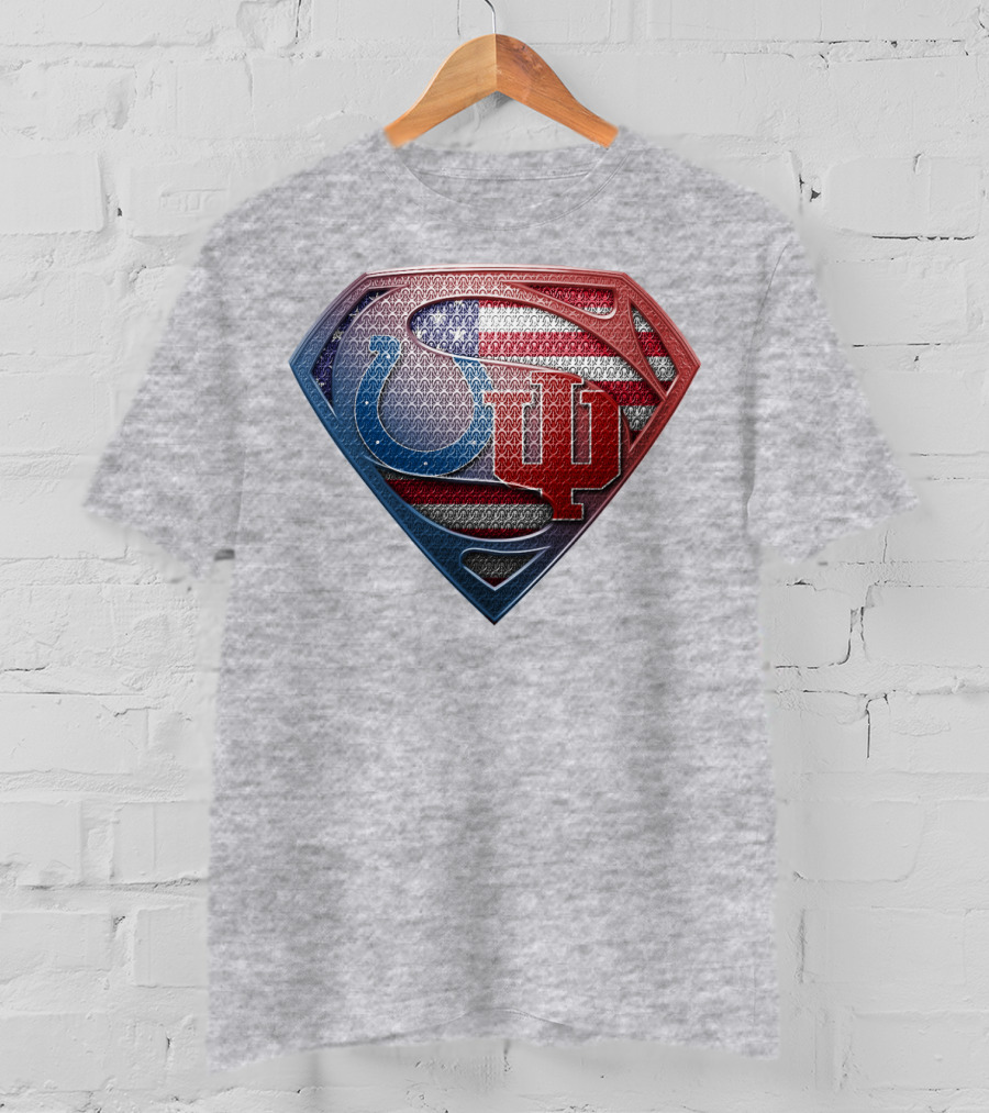 Superman Colts Indiana University American Flag T-Shirt
