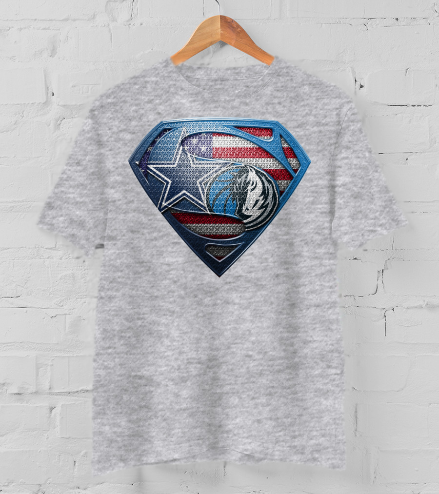 Dallas Basketball Heroes Shield Design With American Flag T-Shirt
