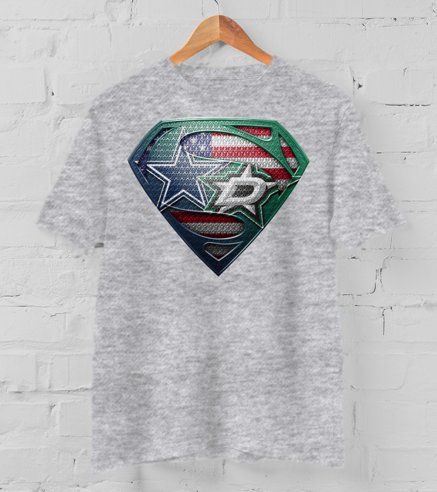 Dallas Stars American Flag Superman T-Shirt