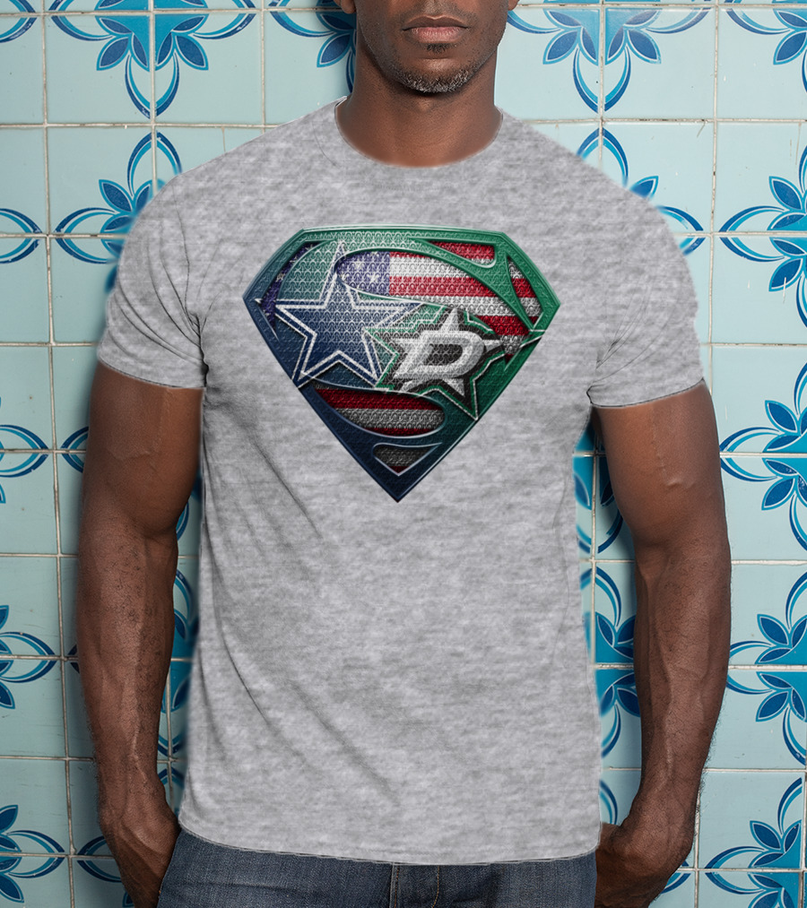 Dallas Stars American Flag Superman T-Shirt