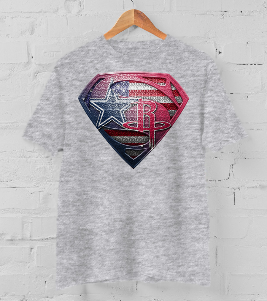 Rockets Superhero Logo With Usa Flag Star T-Shirt