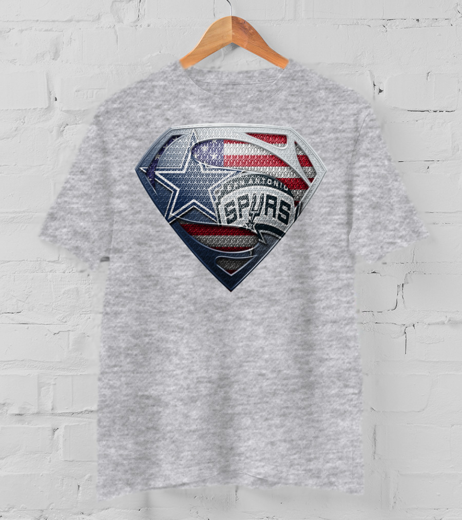 San Antonio Spurs Superman Shield Usa Flag T-Shirt