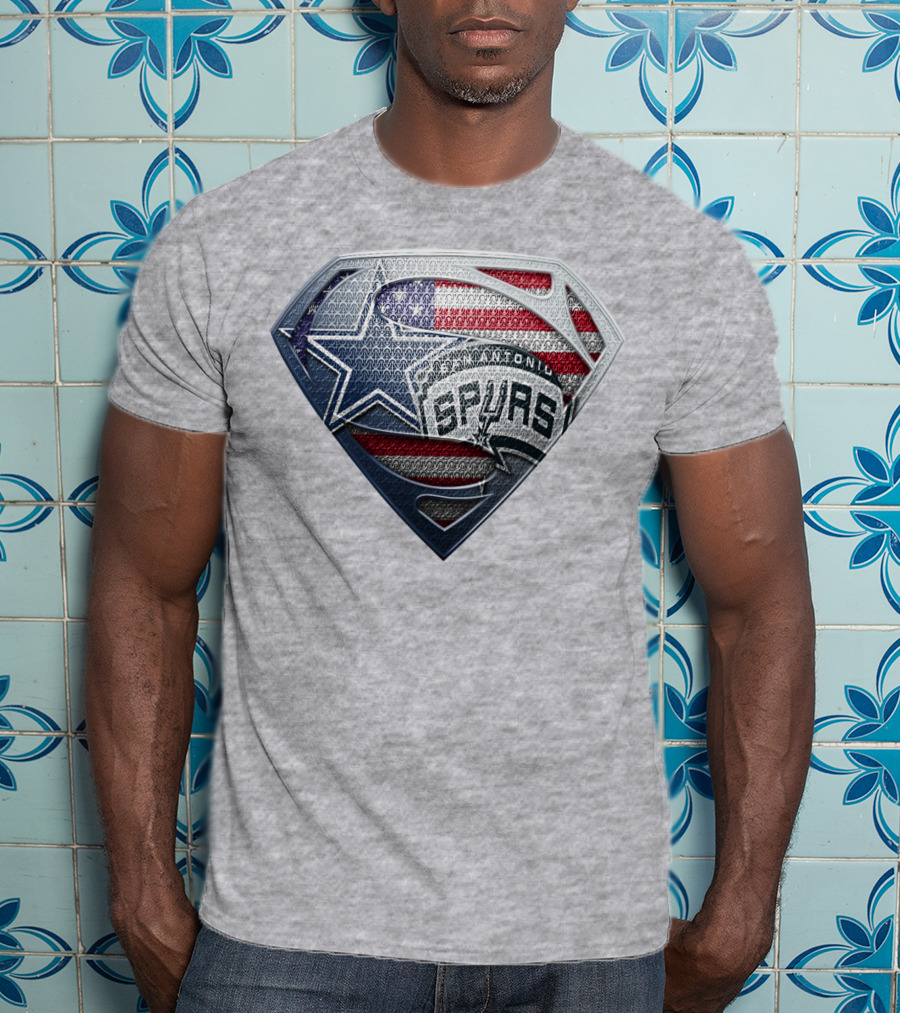 San Antonio Spurs Superman Shield Usa Flag T-Shirt