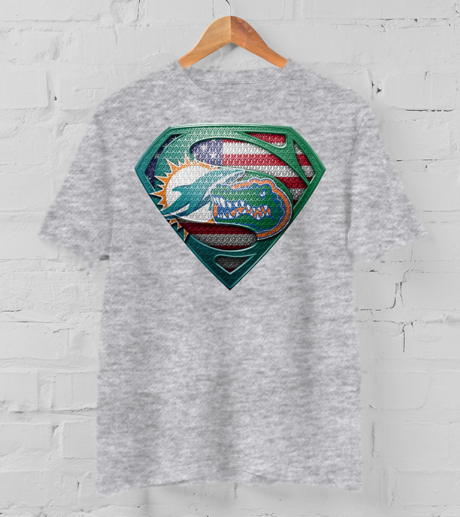 Superman Gator American Flag Miami Football T-Shirt