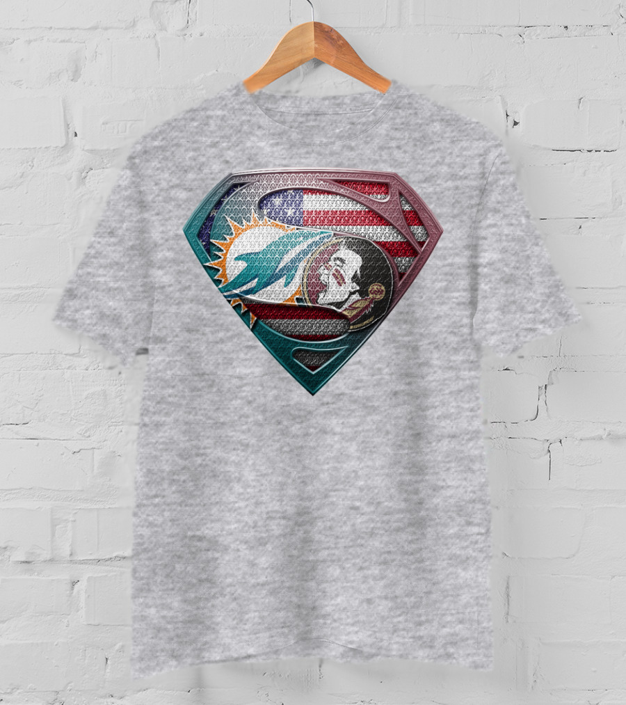 Miami Dolphins Superman American Flag T-Shirt