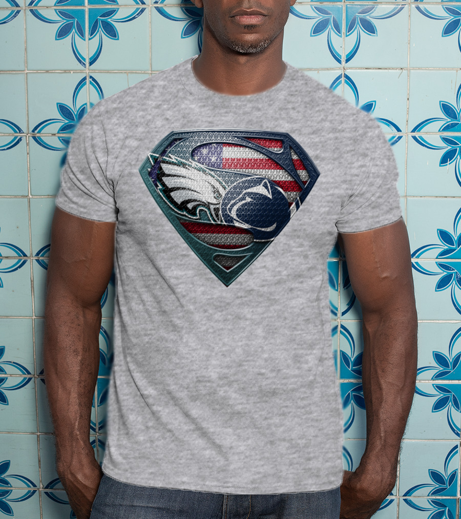 American Flag Philadelphia Eagles Penn State Superman Shield T-Shirt