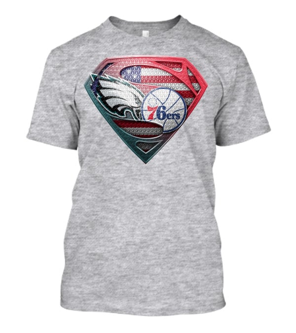 Philadelphia Eagles 76ers American Flag Emblem T-Shirt