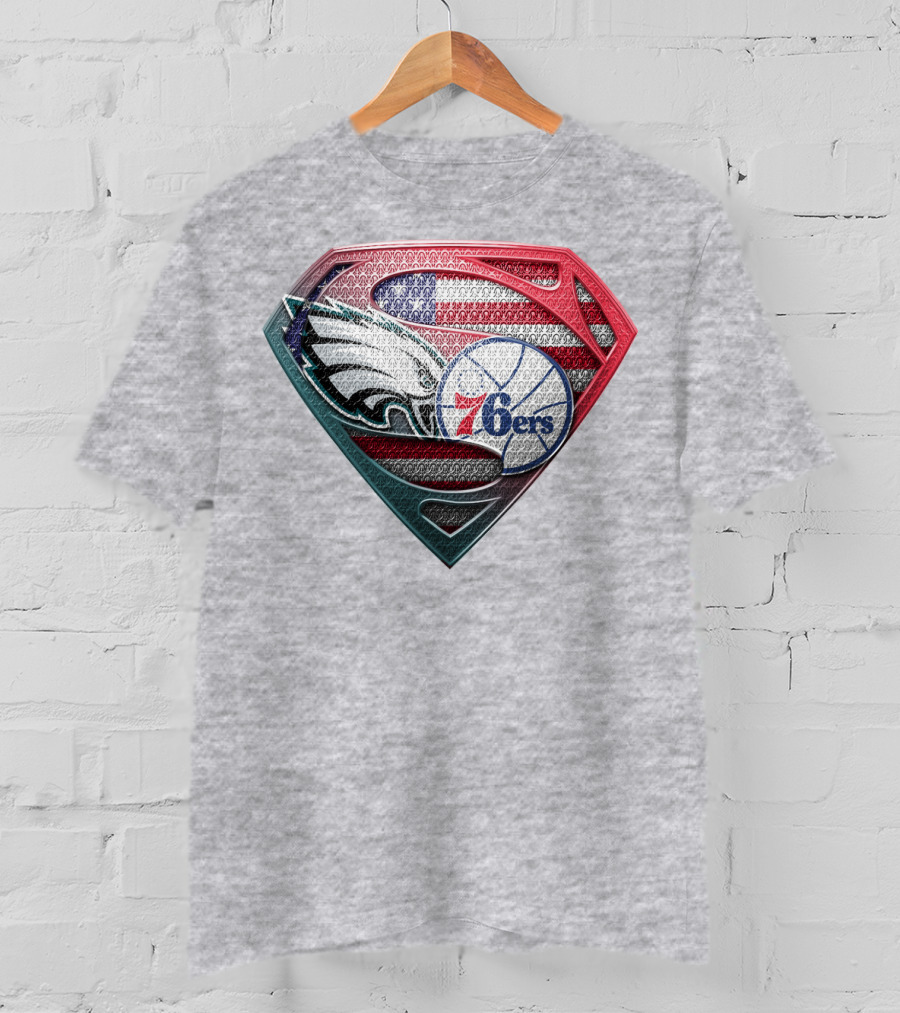 Philadelphia Eagles 76ers American Flag Emblem T-Shirt