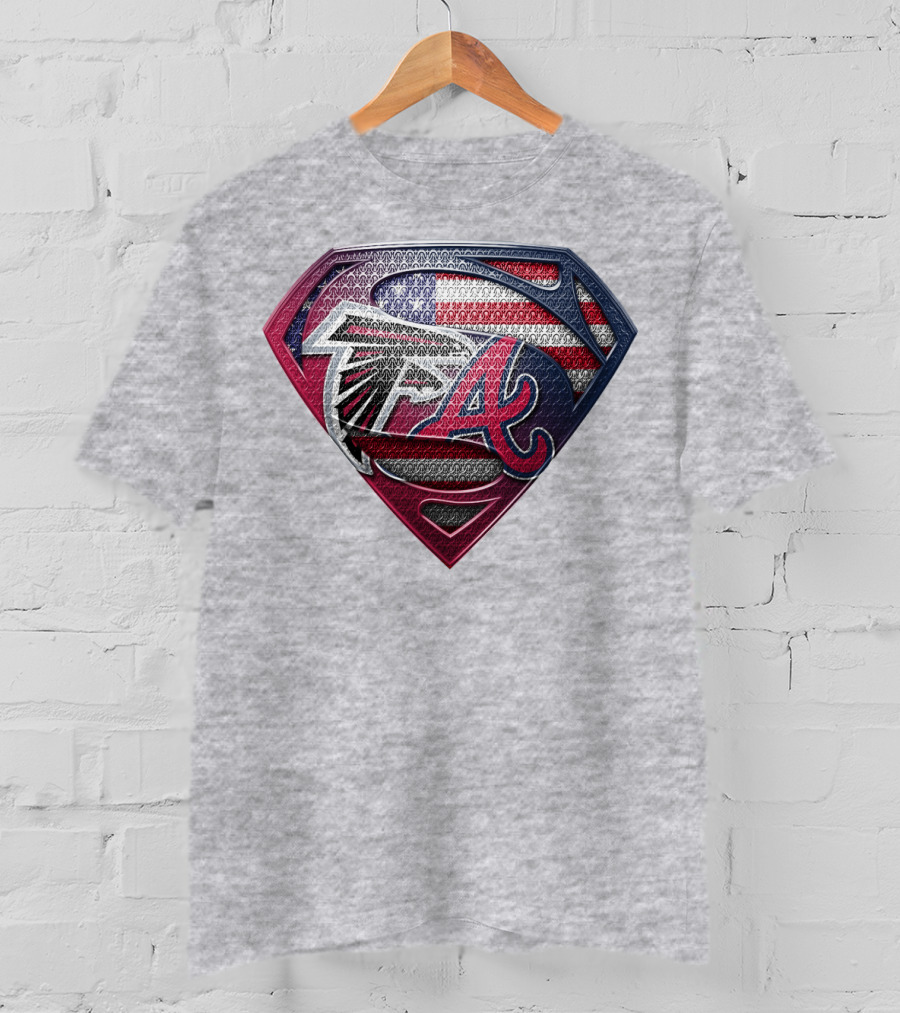 Superman Shield Atlanta Falcons Braves Usa Flag T-Shirt