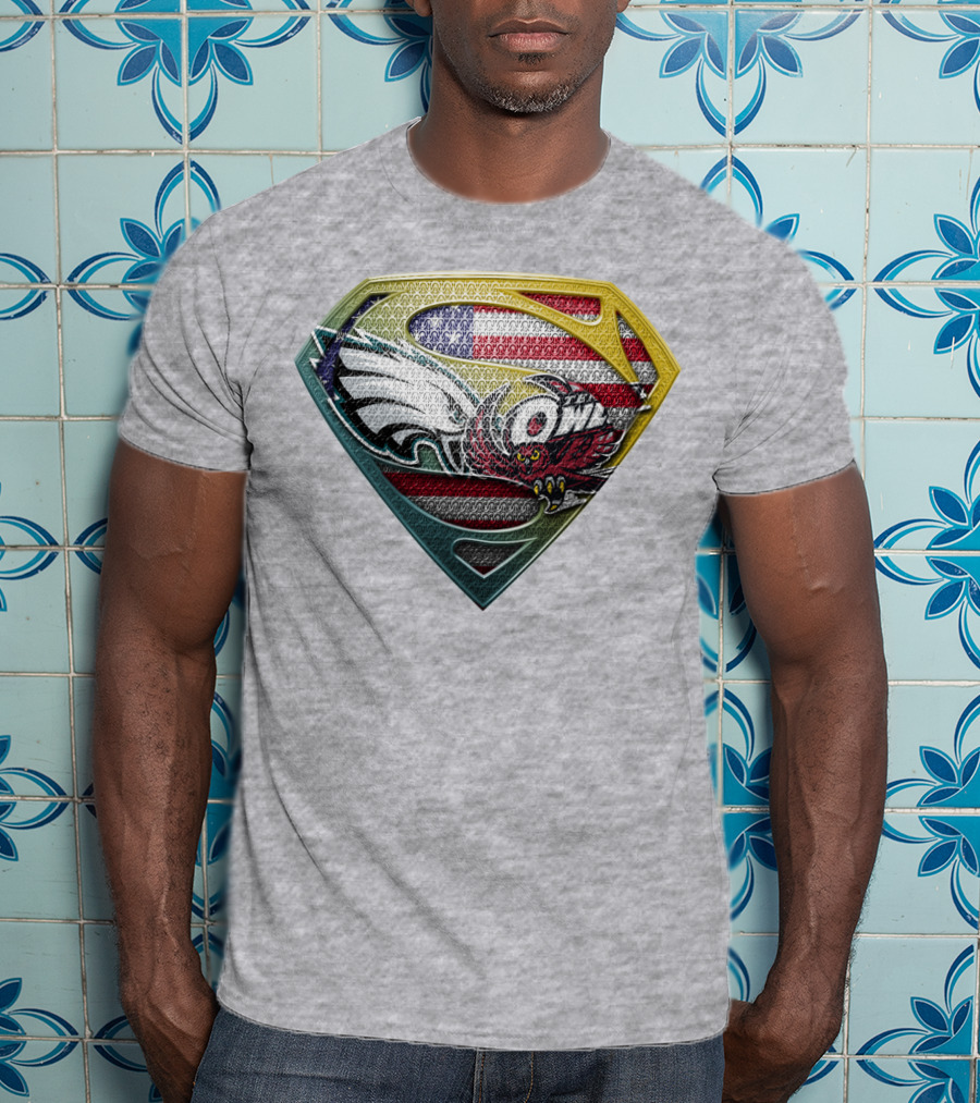 Eagle Owl American Flag Superman Shield T-Shirt