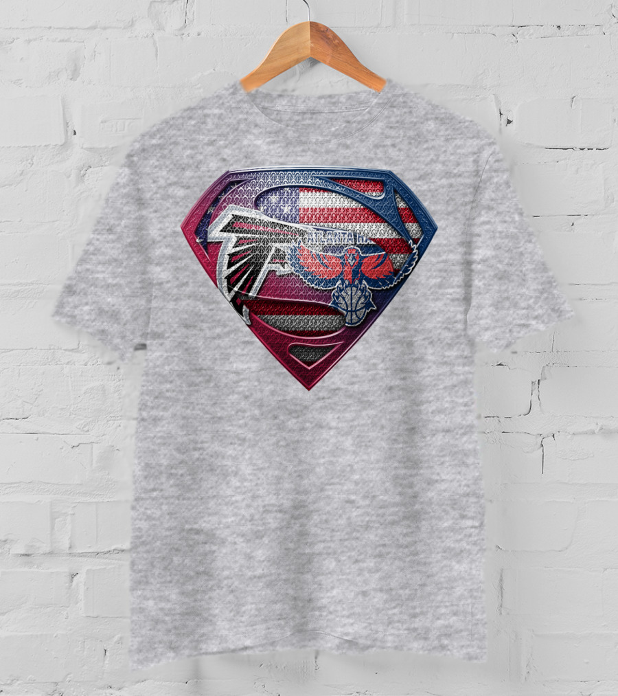 Atlanta Falcons Hawks Superman American Flag Superhero T-Shirt