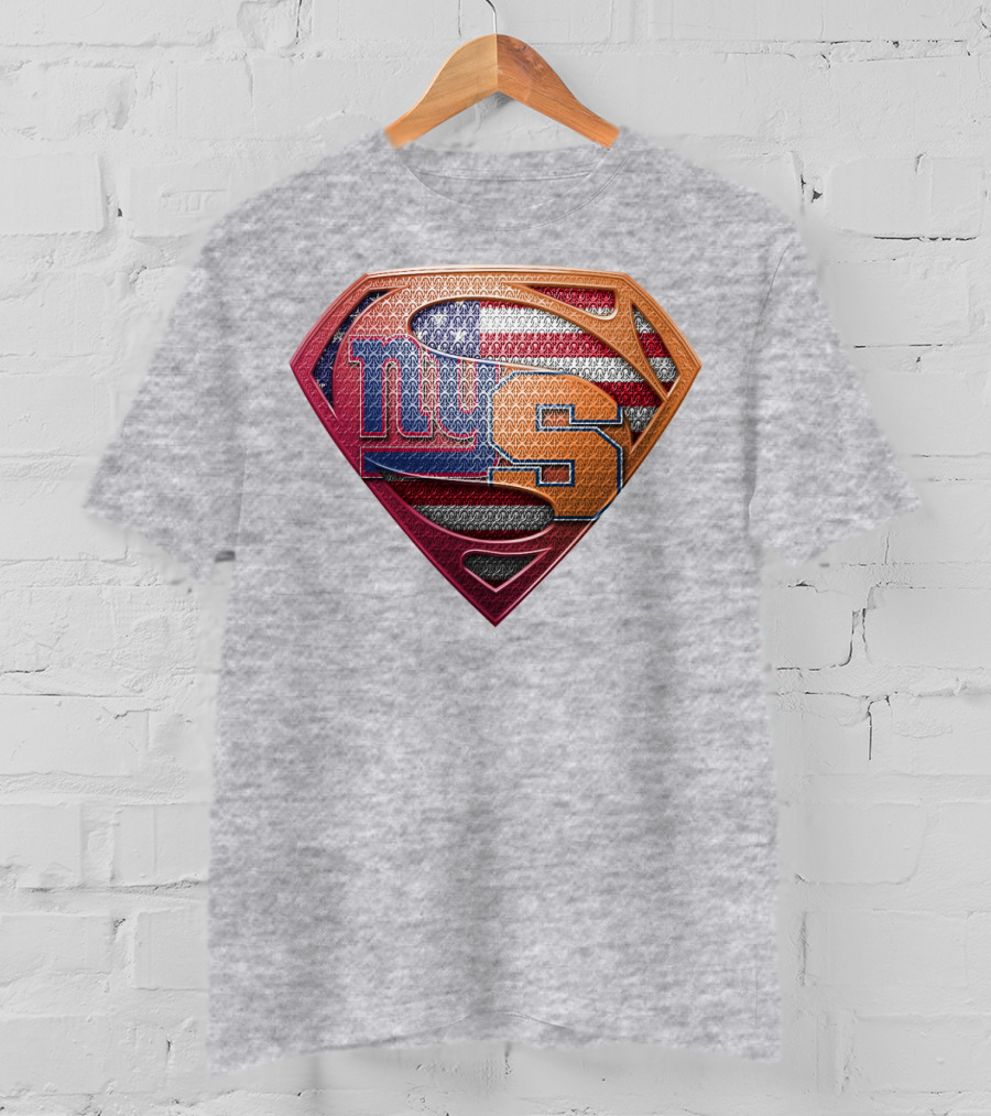 Ny Giants And Syracuse Super Shield American Flag T-Shirt