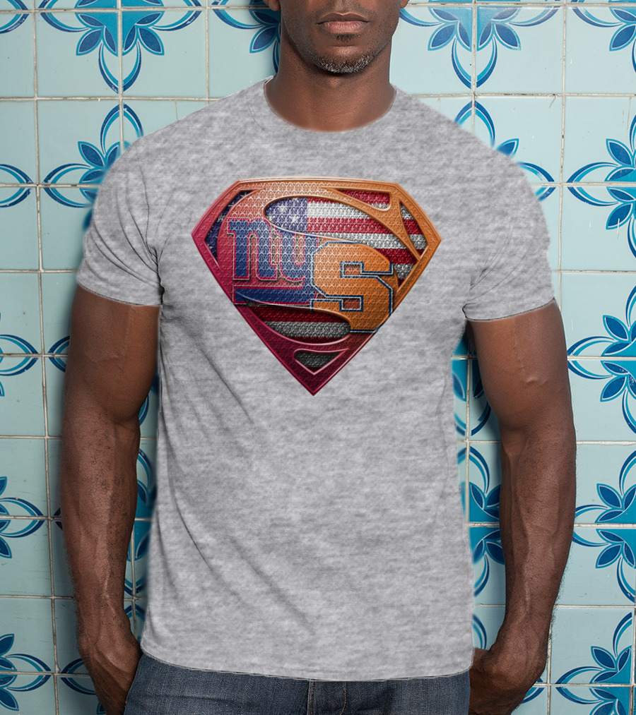Ny Giants And Syracuse Super Shield American Flag T-Shirt
