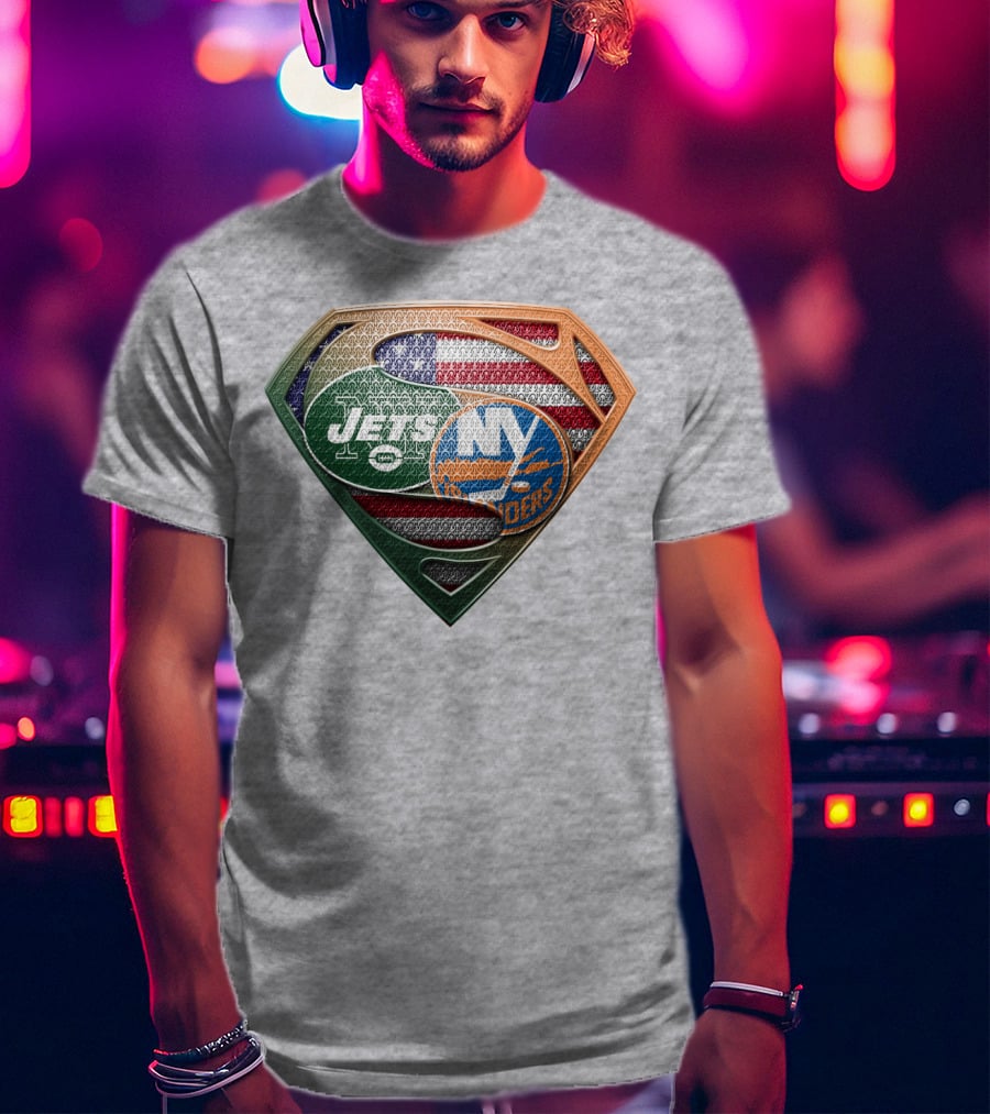 Jets Islanders American Flag Shield T-Shirt