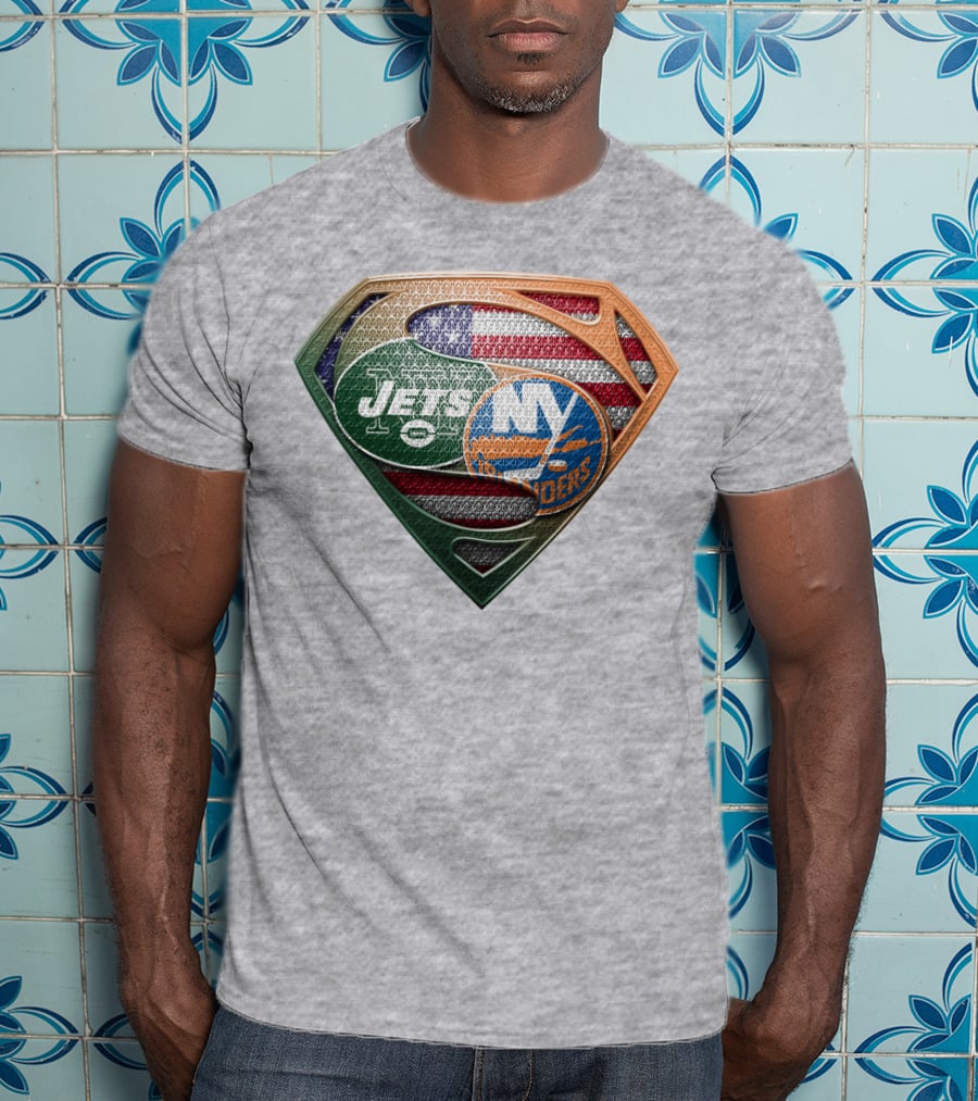 Jets Islanders American Flag Shield T-Shirt