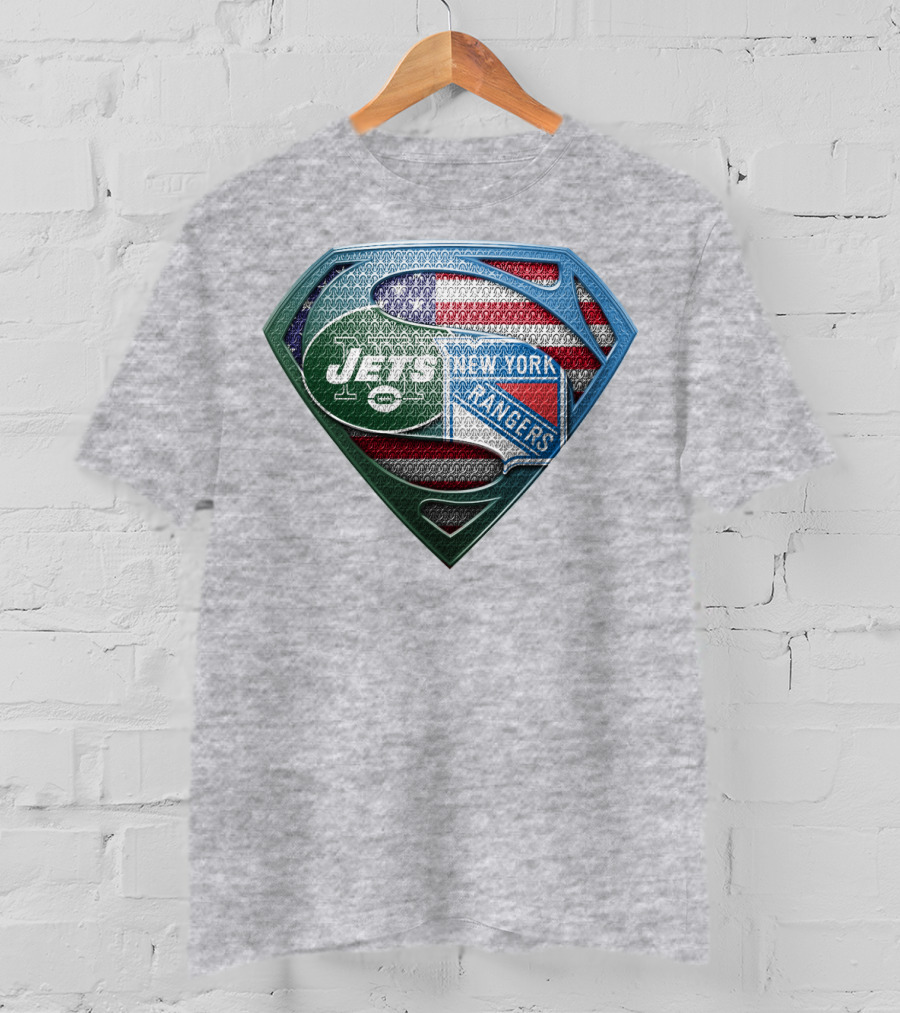 New York Jets Rangers American Flag Superhero T-Shirt