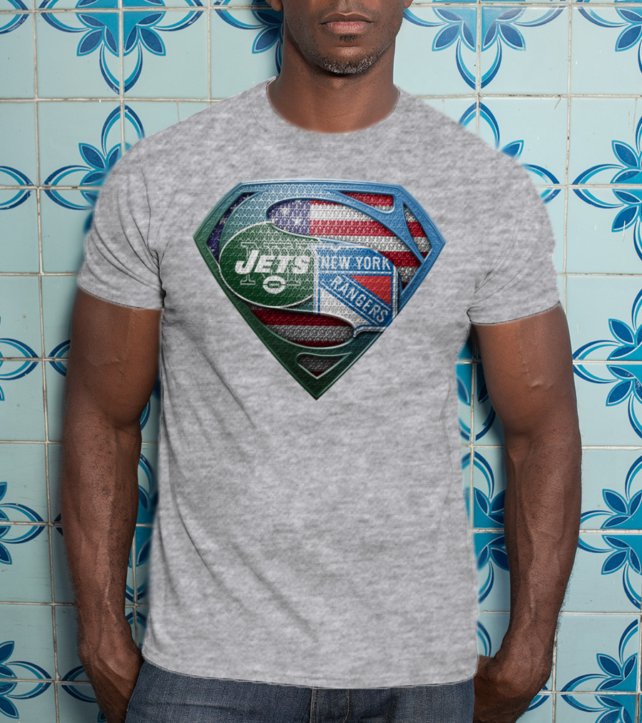 New York Jets Rangers American Flag Superhero T-Shirt