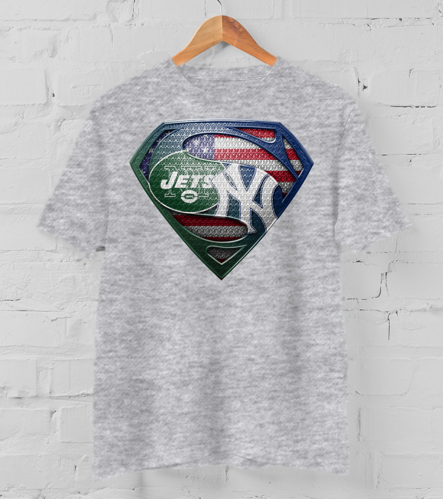 Superman Shield New York Yankees Jets American Flag T-Shirt
