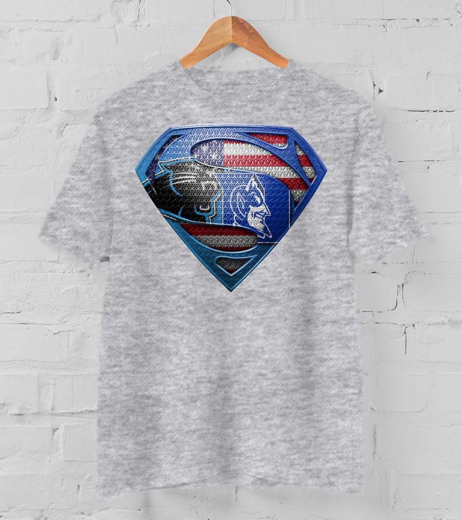 Super Carolina Panthers Duke Blue Devils American Flag T-Shirt