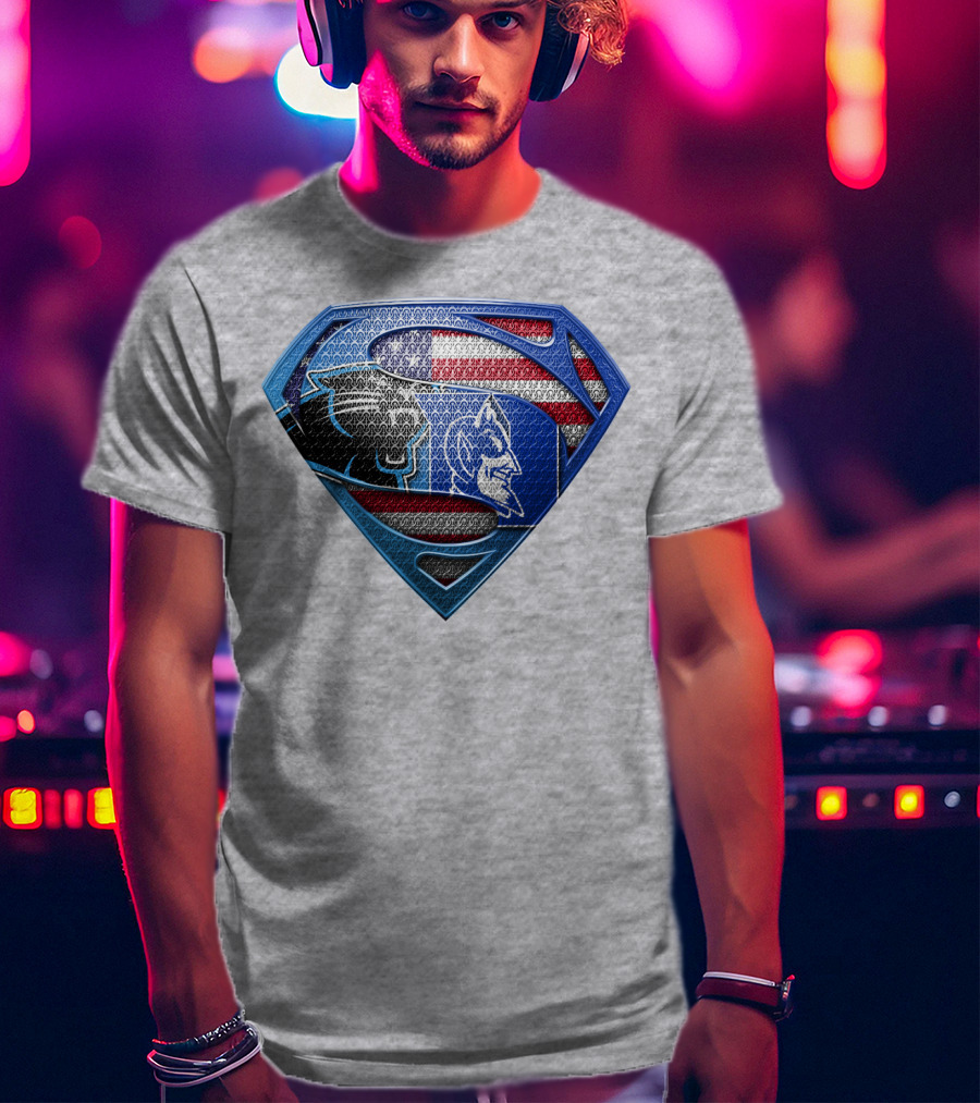 Super Carolina Panthers Duke Blue Devils American Flag T-Shirt