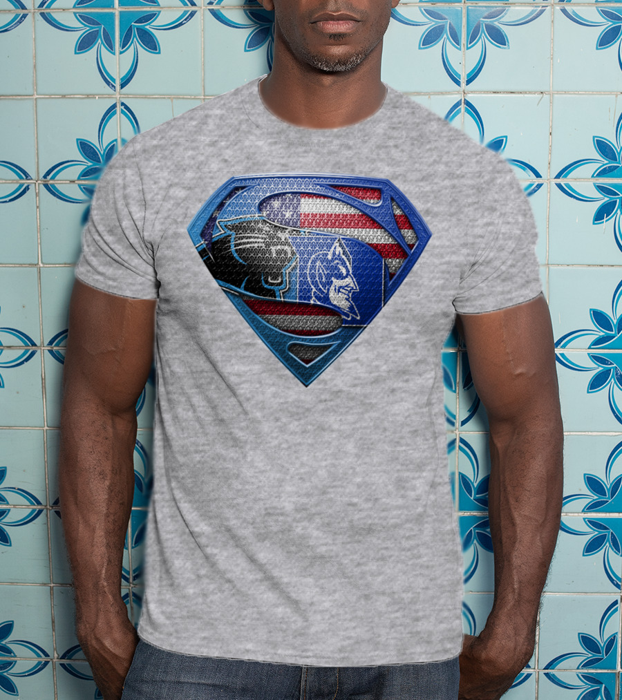 Super Carolina Panthers Duke Blue Devils American Flag T-Shirt