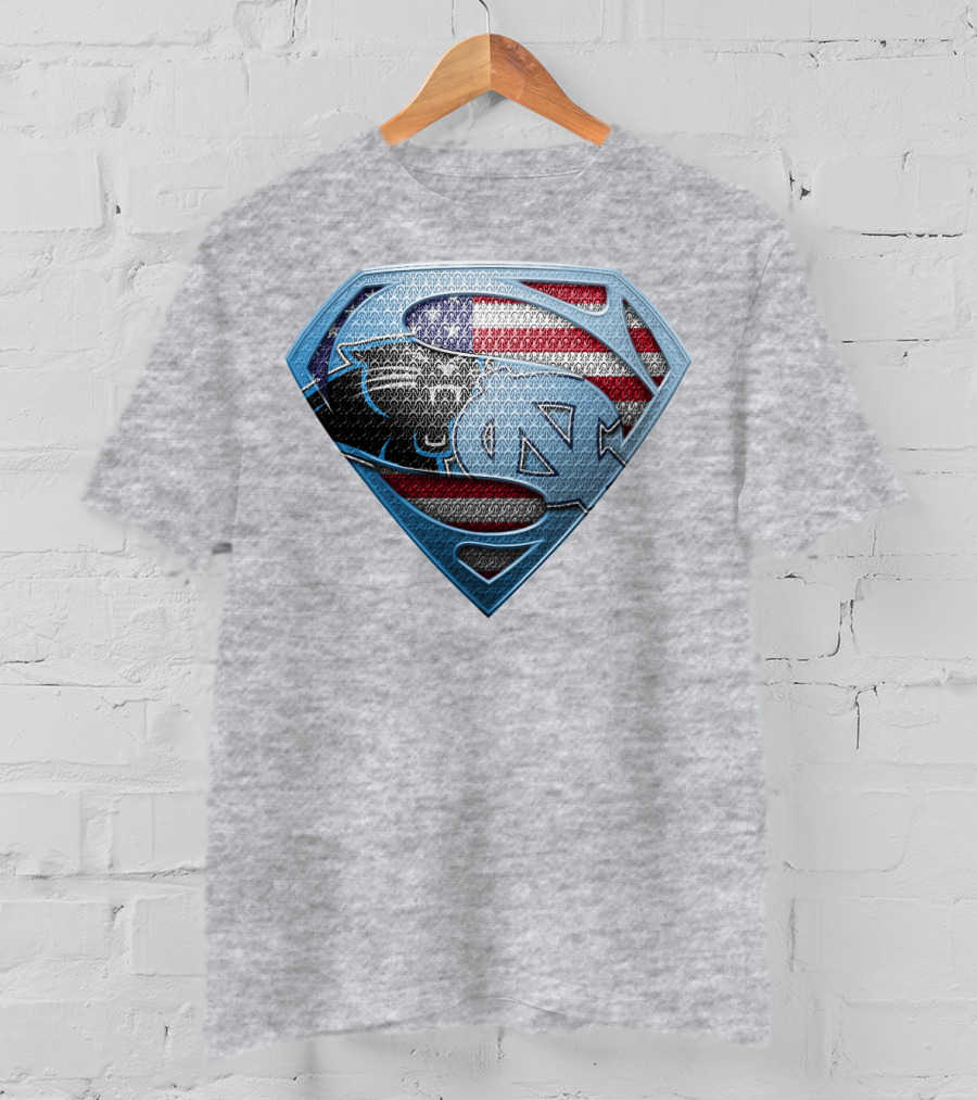North Carolina Panthers Superman Usa Flag T-Shirt