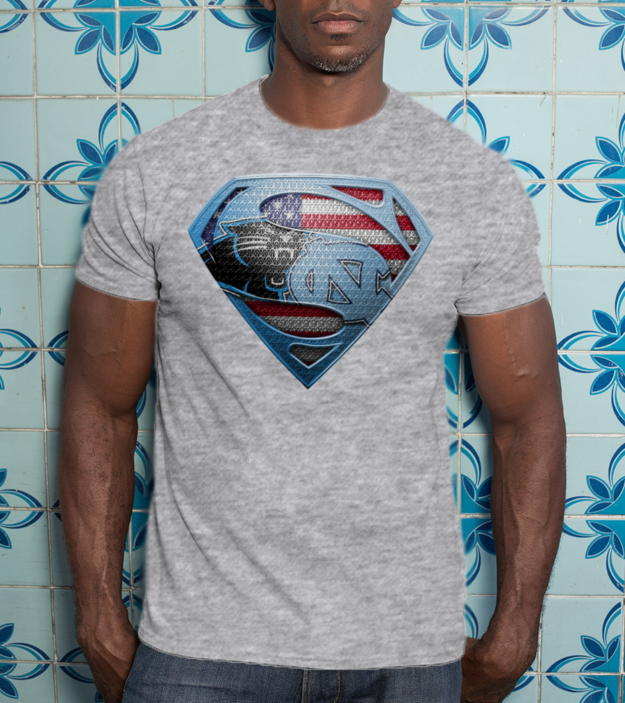 North Carolina Panthers Superman Usa Flag T-Shirt