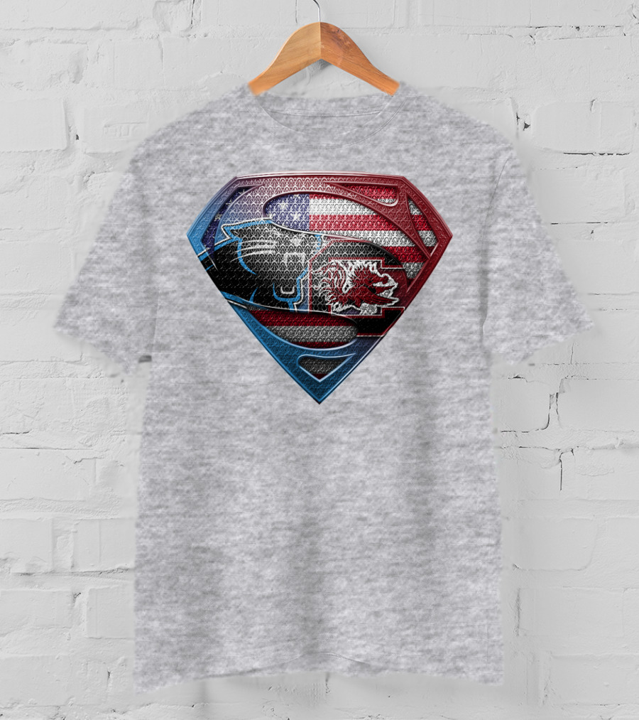 Superman Shield American Flag Panthers Gamecocks T-Shirt