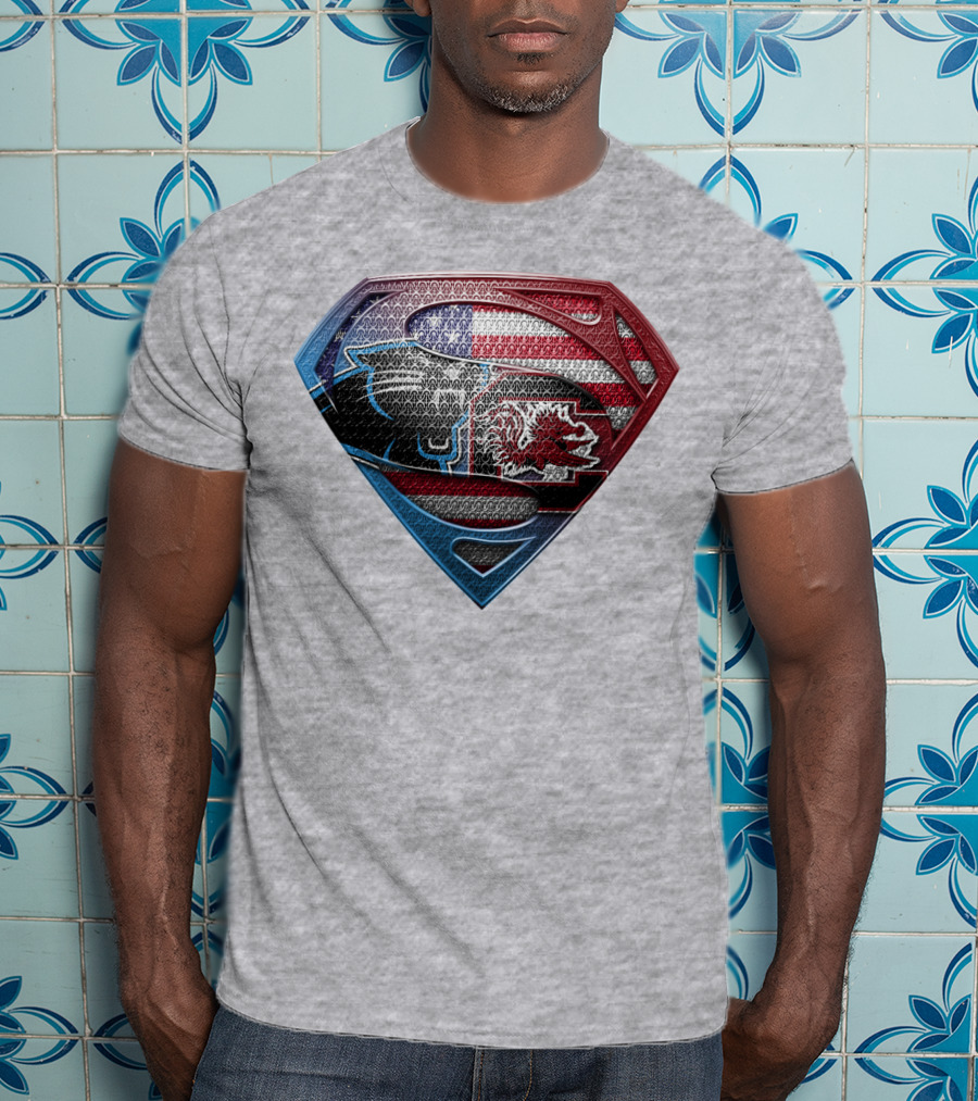 Superman Shield American Flag Panthers Gamecocks T-Shirt