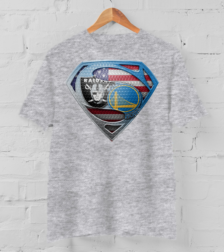 Superhero Shield Raiders Warriors American Flag T-Shirt