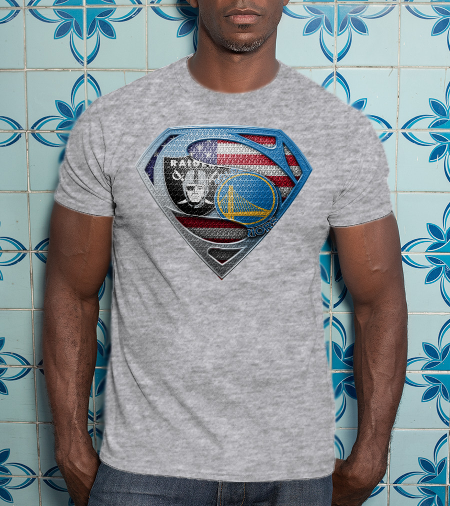 Superhero Shield Raiders Warriors American Flag T-Shirt