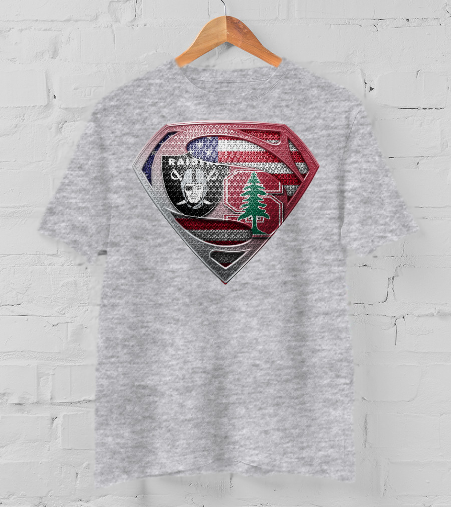 Superman Logo Oakland Raiders American Flag Stanford Tree T-Shirt