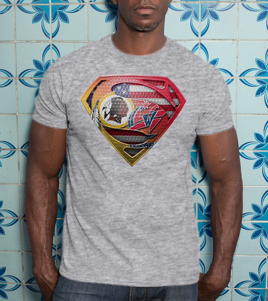 Superman Washington Redskins Wizards Nfl Nba Mix Superhero T-Shirt