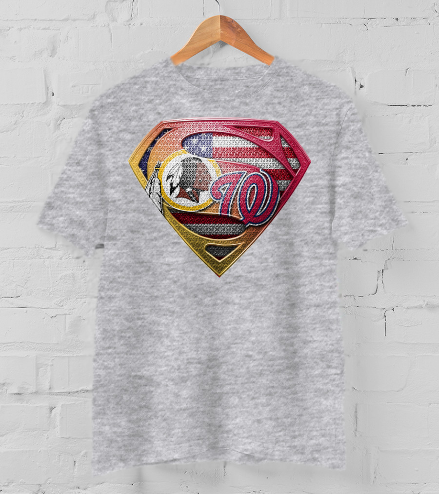 Washington W Super Redskins Patriots Flag Superman T-Shirt