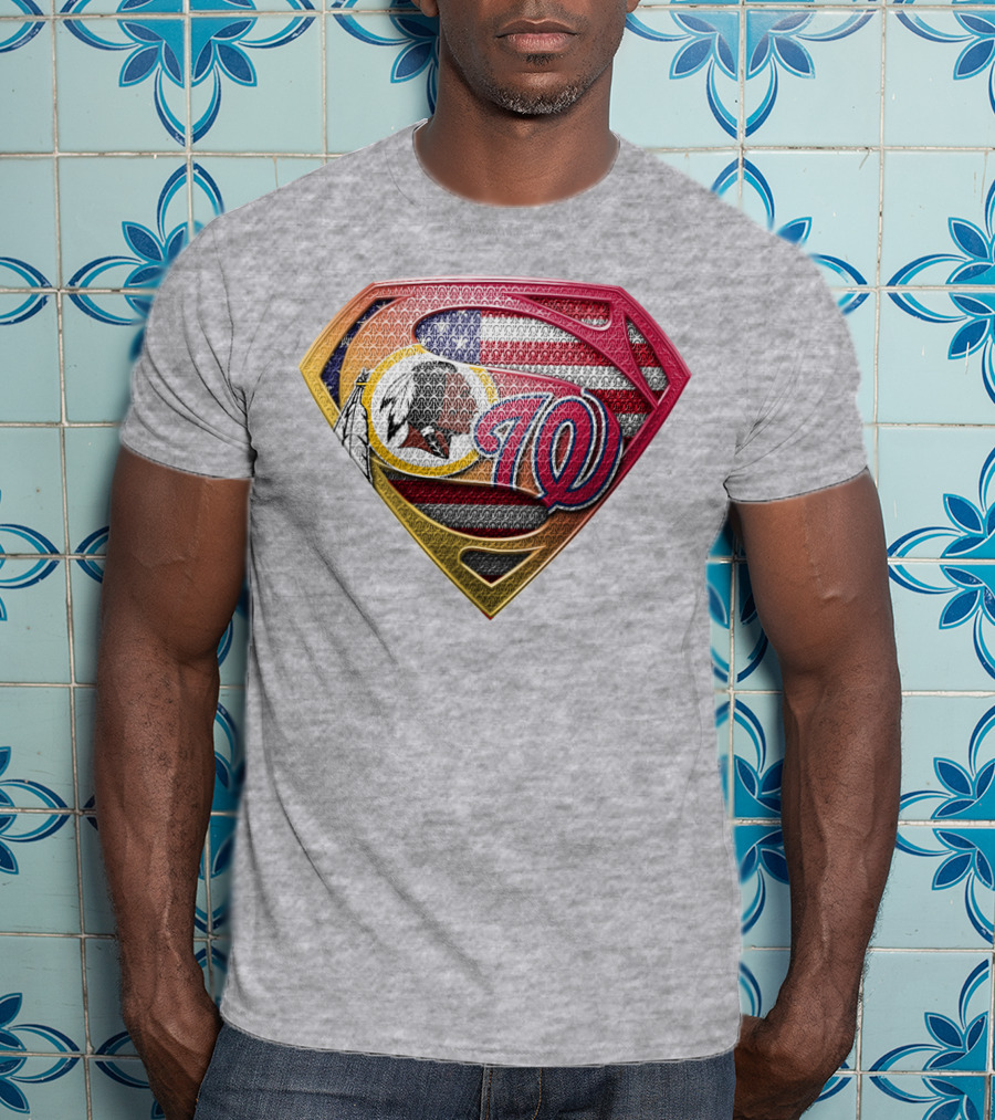 Washington W Super Redskins Patriots Flag Superman T-Shirt
