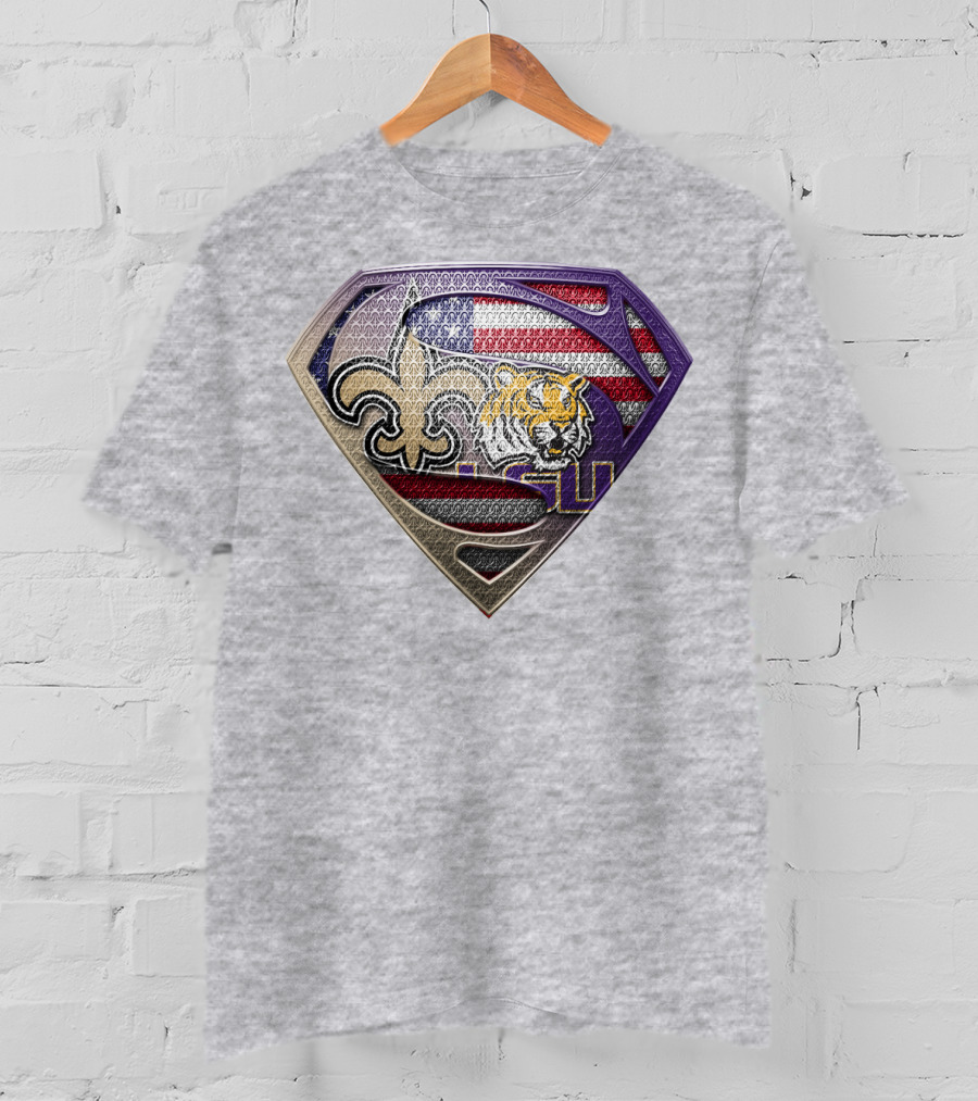 Super Louisiana Fleur-De-Lis Tiger American Flag Lsu T-Shirt