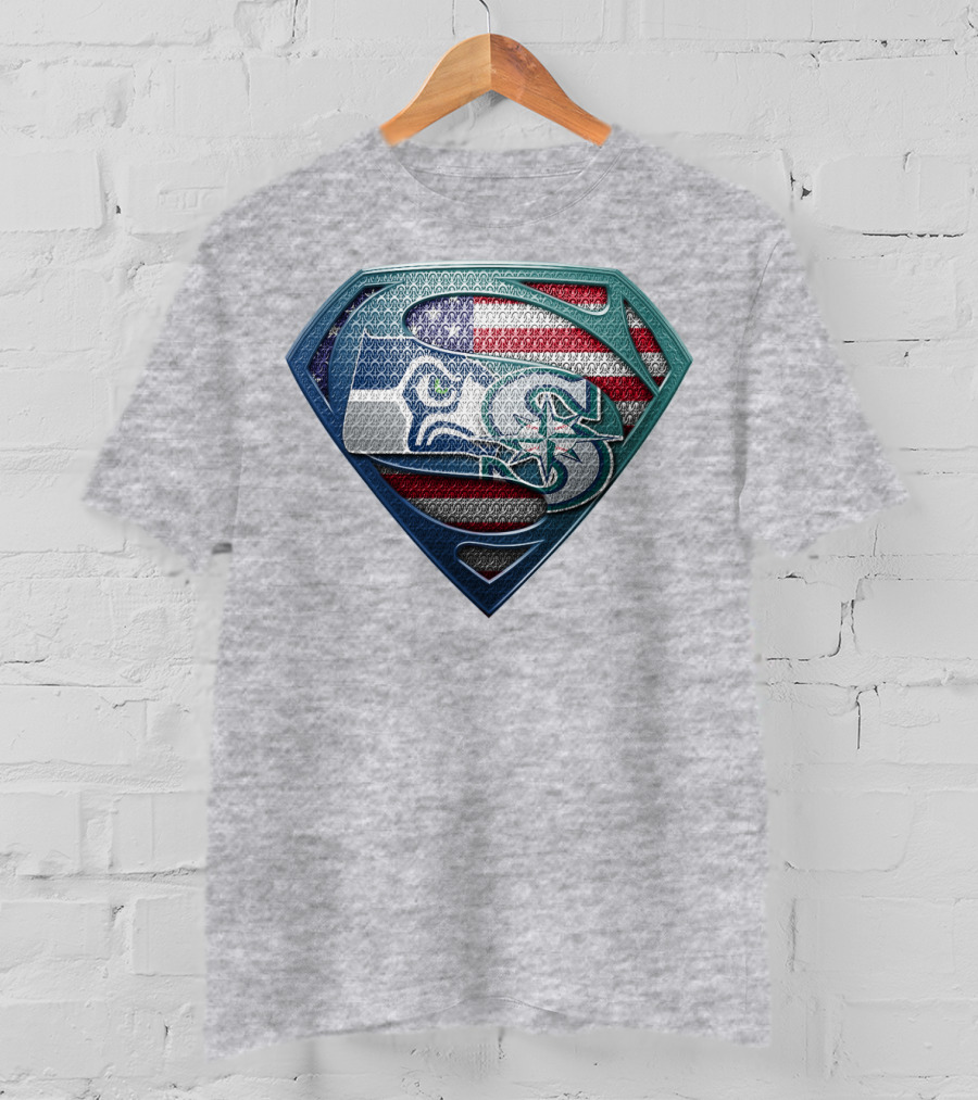 Seahawks Superman American Flag T-Shirt