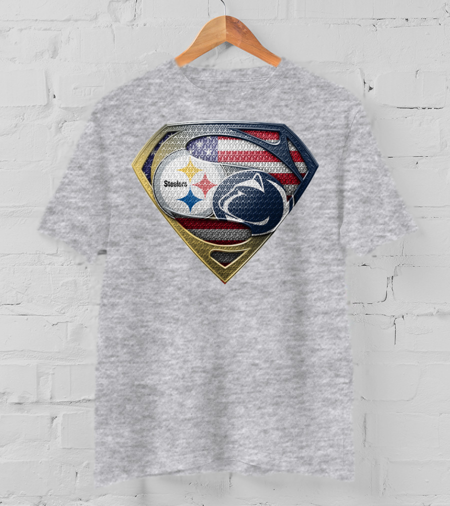 Steelers Penn State Super Shield With American Flag T-Shirt