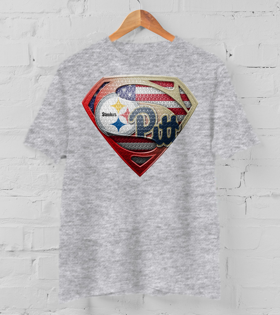 Superman Shield Stars And Stripes Steelers Pitt T-Shirt